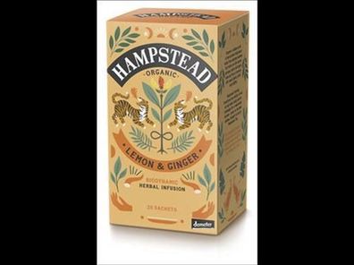 Hampstead Tea 3x Organic Demeter Lemon Ginger Infusion 30g
