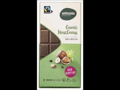 Naturata 3x Ganze Haselnuss Schokolade, Vollmilch 100g
