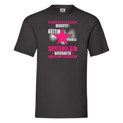 Superheldin: Kinderpflegerin | Beruf | Kinder | Pflegeberuf T-Shirt Schwarz