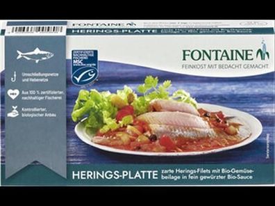 Fontaine 6x Herings-Platte in Bio-Creme mit Bio-Gemüseeinlage 200g