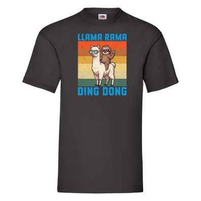 Lama rama ding dong | Faultier | Lama T-Shirt Schwarz