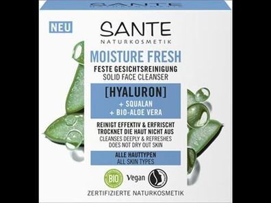 Sante 3x Moisture Fresh Feste Gesichtsreinigung mit Hyaluron, Squalan & Bio-Aloe