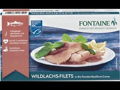 Fontaine 3x Wildlachs-Filet in Bio-Tomaten-Basilikum-Creme 200g