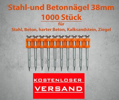 1000 Stück Stahl -und Betonnägel 38mm Spit Pulsa, Bea, KMR, Würth, Senco, Makita