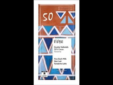 Vivani 6x Dunkle Vollmilch 50% Cacao Panama mit Kokosblütenzucker 80g