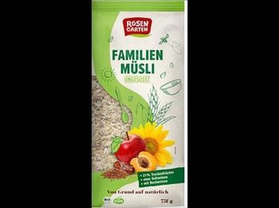 Rosengarten 6x Familien-Müsli ungesüßt 750g