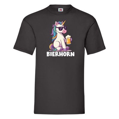 Bierhorn | Einhorn | Bierliebhaber T-Shirt Schwarz