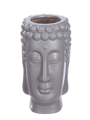 Gilde Vase, "Buddha", Keramik, grau, VE 4, H. 20 cm, D. 13 cm Höhe: 20.00 cm Durch