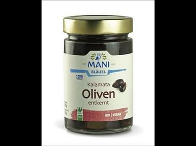 MANI® 6x MANI Kalamata Oliven in Lake, entkernt, bio, NL Fair 280g