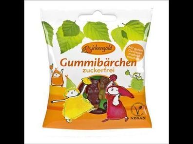 Birkengold 3x Birkengold Gummibärchen ohne Gelatine - zuckerfrei 50g