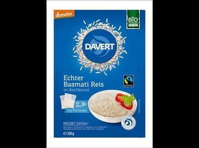 Davert 3x demeter Echter Basmati Reis im Kochbeutel Fairtrade 250g 250g