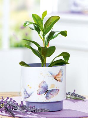 Gilde Übertopf, zylindrisch, "Schmetterlingstanz", Schmetterlingmotiv, Metall,