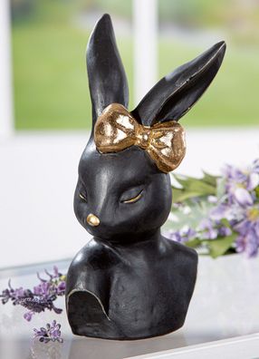 Gilde Figur, Hase, "Shy", Keramik, schwarz, VE 4, L. 10,5 cm, B. 11 cm, H. 23 cm