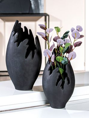 Gilde Vase, "Vulkano Flame", Aluminium, anthrazitfarben, VE 1, L. 19 cm, B. 19