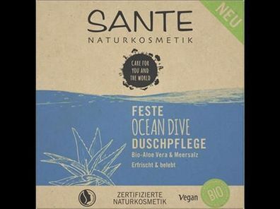 Sante 6x Feste OCEAN DIVE Duschpflege Bio-Aloe Vera & Meersalz 80g
