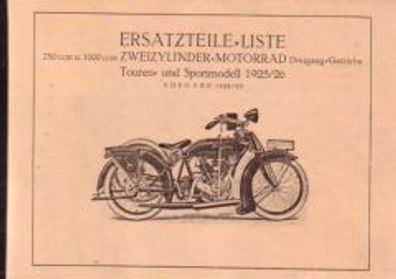 Eratzteile-Liste NSU Zweizylider Motorrad 750 ccm und 1000 ccm Dreigang