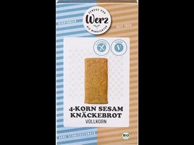 Naturkornmühle Werz 3x 4-Korn Sesam Knäckebrot, Vollkorn, glutenfrei 150g