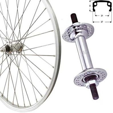 Vorderrad 12" silber, Kasten-Alu, Stahlnabe, Roland, 801178