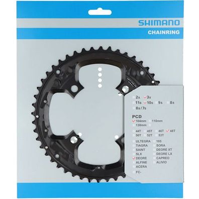 Kettenblatt Deore, FC-T6010 für Kettenschutzring, 48 schwarz, Ø 104 außen, Shimano