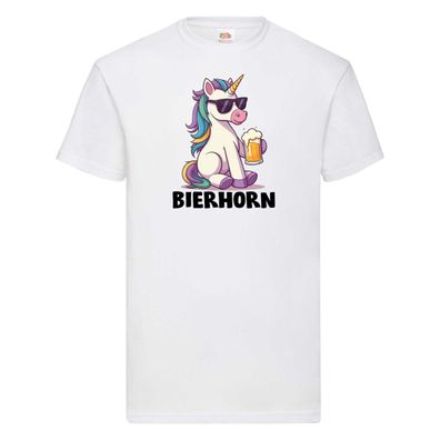 Bierhorn | Einhorn | Bierliebhaber T-Shirt Weiß