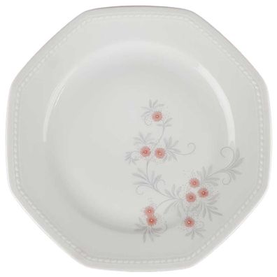 Speiseteller Essteller 24,3 cm Schirnding Bavaria Paris Blumendekor Rosa-Grau