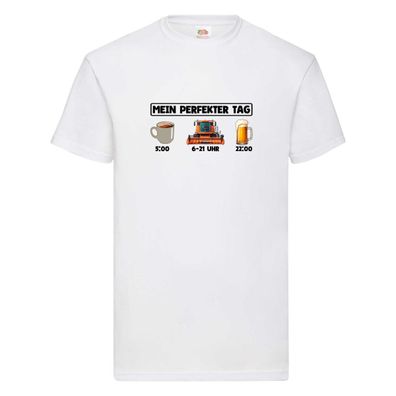 Perfekter Tag | Feldarbeit | Mähdrescher | Landwirt T-Shirt Weiß