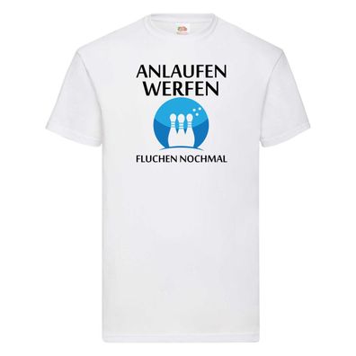 Anlaufen werfen fluchen nochmal | Bowling | Sport T-Shirt Weiß