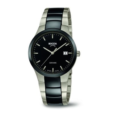 Boccia Herrenuhr 3639-01 Keramik schwarz