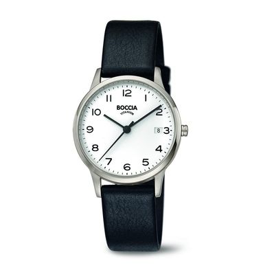 Boccia Damen Uhr 3310-01 Titan Leder schwarz