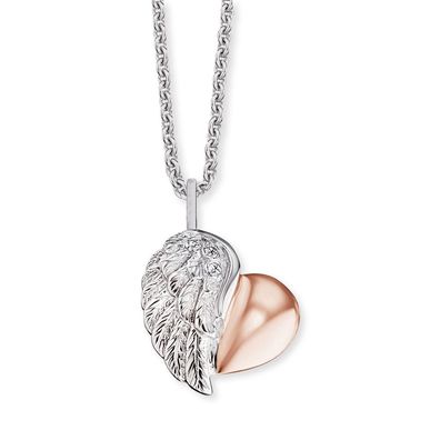 Engelsrufer Kette Silber mit Anhänger ERN-LILHEARTWING-BI roségold plattiert