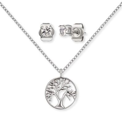 Engelsrufer Set ERMT-LILTREE Halskette Silber und Ohrstecker, mit Zirkonia