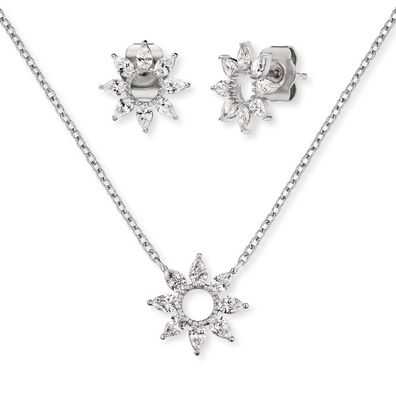 Engelsrufer Set ERMT-LILFLOWER2-ZI Halskette Silber und Ohrstecker, mit Zirkonia