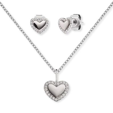 Engelsrufer Set ERMT-LILHEART3-ZI Halskette Silber und Ohrstecker, mit Zirkonia