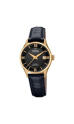 Festina Damen Uhr F20011/4 vergoldet Leder schwarz