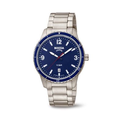 Boccia Herrenarmbanduhr 3635-04 Titan mit Datumsanzeige, blau