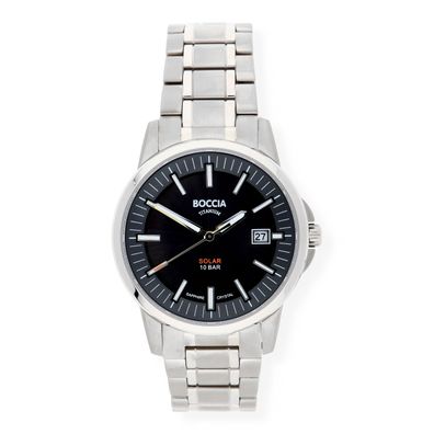 Boccia Herren Uhr 3643-04 Solar Titan mit Datumsanzeige