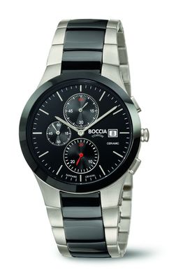 Boccia Herren Uhr 3748-01 Chronograph mit Keramik