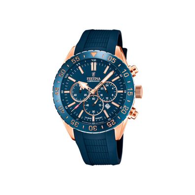 Festina Herren Uhr F20516/1 Chronograph Keramik Rosé vergoldet