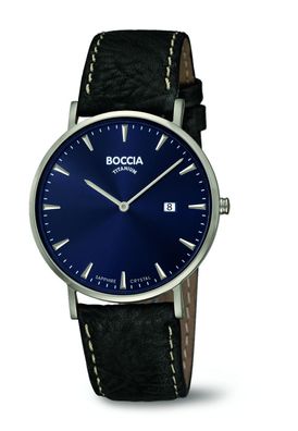 Boccia Herren Uhr 3648-02 Titan Leder schwarz