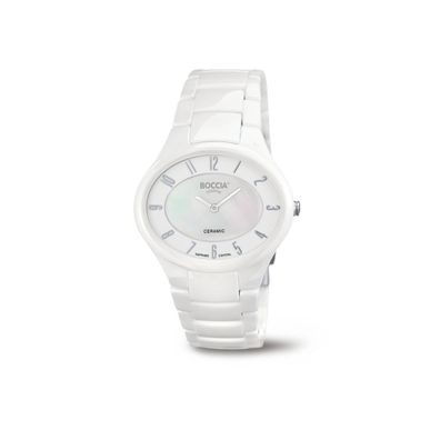 Boccia Damenarmbanduhr 3216-01 Keramik weiß, perlmutt