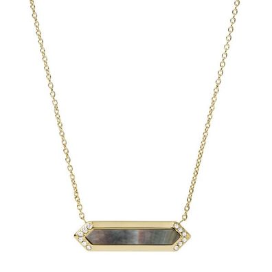 Fossil Damen Halskette JF03867710 Val Black and Gold, Edelstahl vergoldet