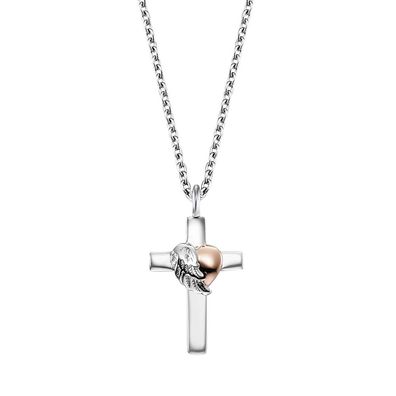 Engelsrufer Halskette Silber ERN-CROSSHEART-BIR Kreuz mit Herzflügel