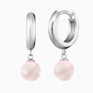 Engelsrufer Creolen ERE-RQ-CR Sterling Silber mit Rosenquarz Perle
