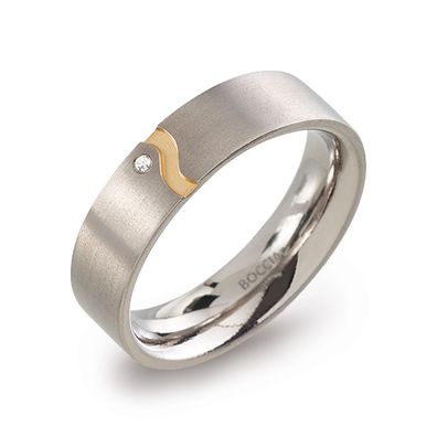 Boccia Ring 0147-0455 Titan vergoldet mit Diamant
