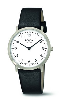 Boccia Damen Uhr Slim Titan 3335-01 Leder schwarz