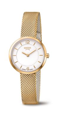Boccia Damen Uhr 3266-08 Titan vergoldet, Milanaise