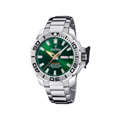 Festina Taucheruhr Herren F20665/2 Edelstahl, Grün mit Wechselband