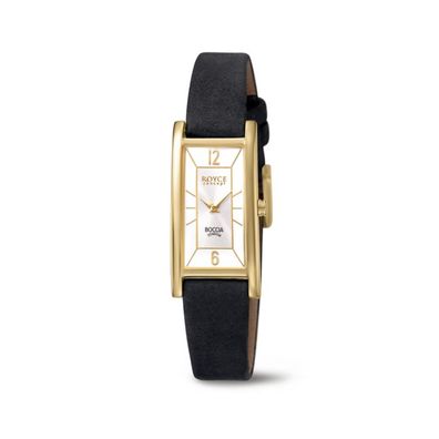 Boccia Damenarmbanduhr 3352-02 Royce Concept Titan vergoldet, Leder schwarz