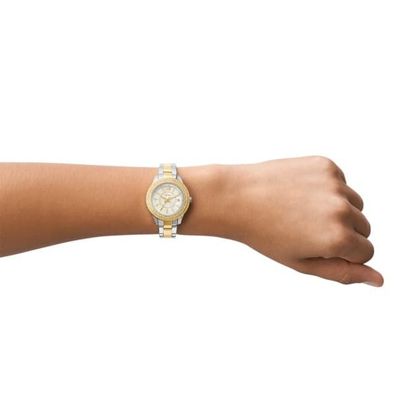 Fossil Damen Uhr ES5138 Stella, Edelstahl Bicolor, Gelbgold plattiert