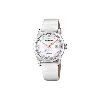 Candino Damenarmbanduhr C4736/1 Edelstahl Leder weiß